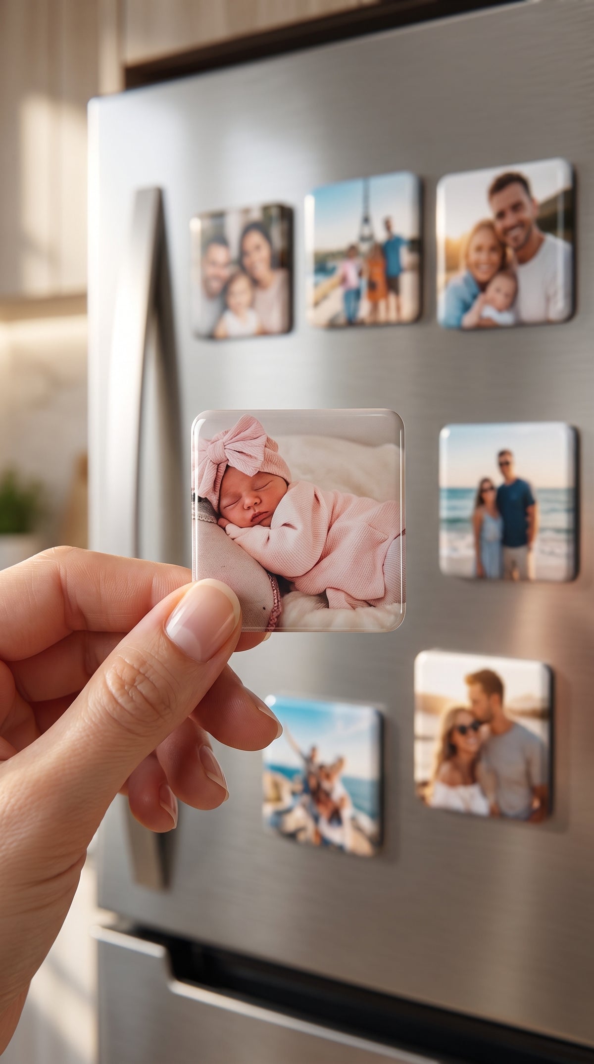 Personalisierte Foto-Magnete 5 × 5 cm – Ihre Erinnerungen am Kühlschrank