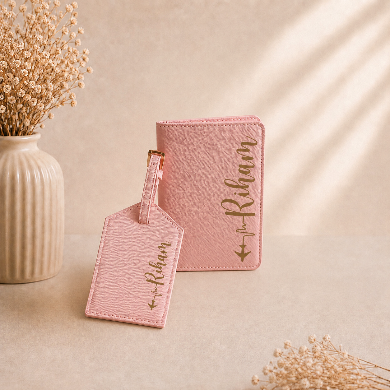 Set de voyage personnalisé – Pochette passeport et étiquette de valise