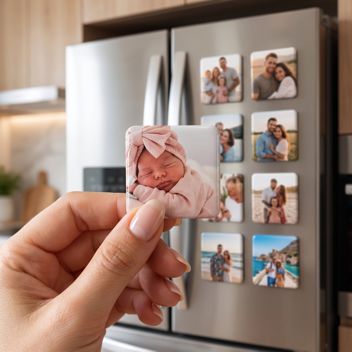 Personalisierte Foto-Magnete 5 × 5 cm – Ihre Erinnerungen am Kühlschrank